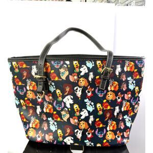 Disney Dogs Tote Bag Lady & the Tramp Pluto Stitch Dalmation Print Purse NWOT
